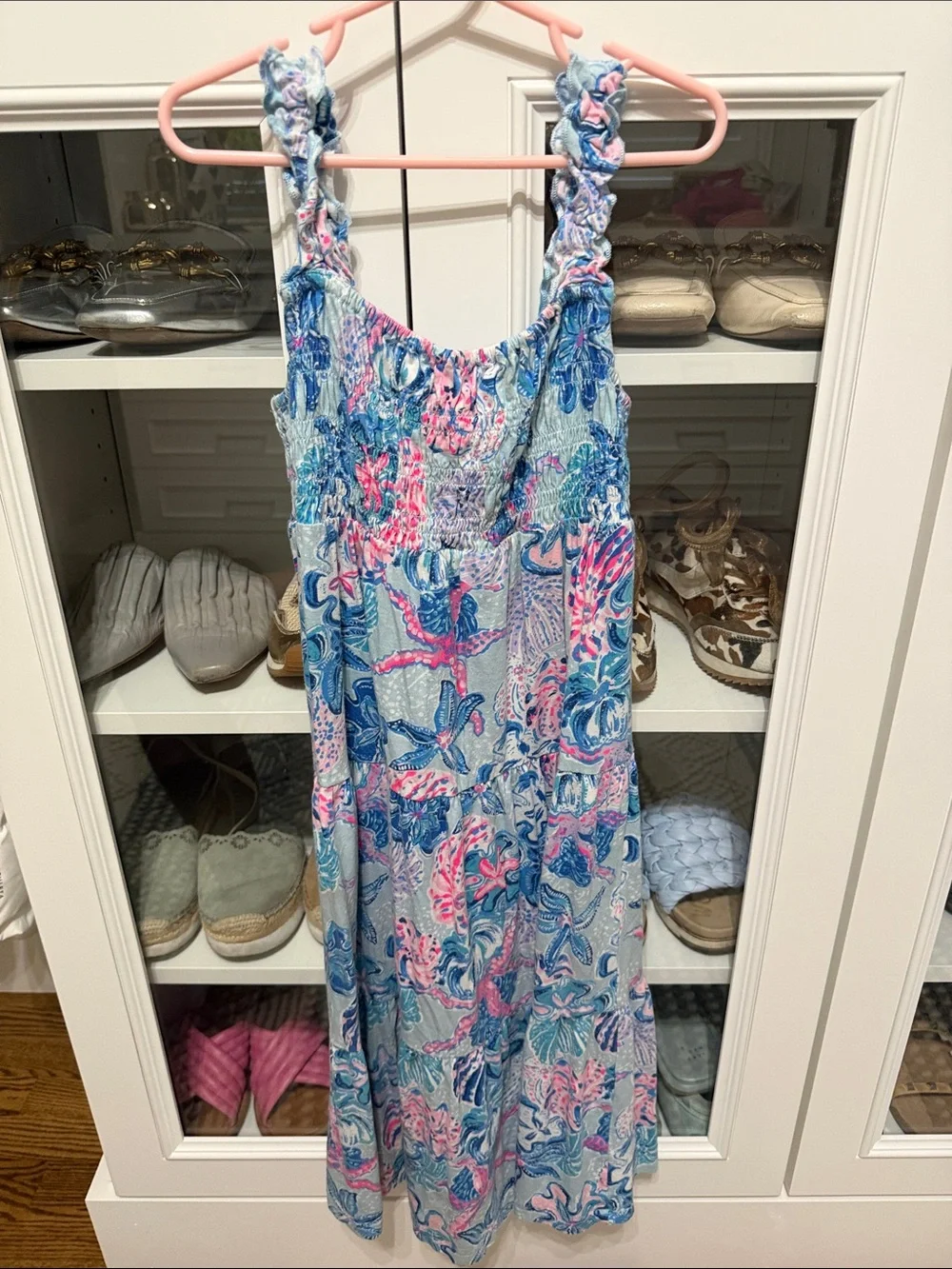 Lilly Pulitzer Blue, Pink and White Girls' Floral Tropical Sundress
